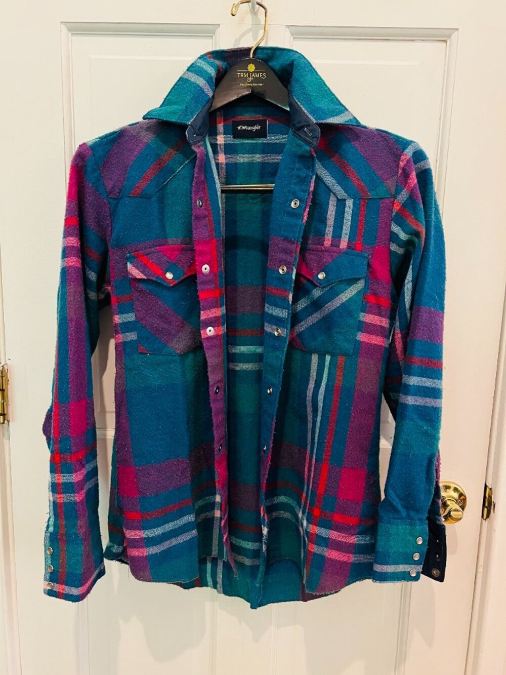 Vintage Wrangler Cowboy Cut Pearl Snap Western Shirt USA Size Small - Picture 9 of 16